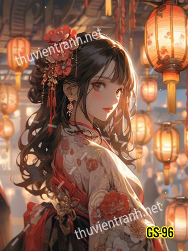 Tranh dán tường hoa cô gái Geisha Nhật Bản-GS-96 - Tranh tường chất lượng cao